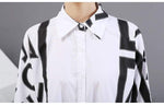 cambioprcaribe shirts Black and White Asymmetrical Pleated Shirt Dress | Millennials