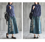 cambioprcaribe Skirts Rhea Embroidered Floral Denim Skirt