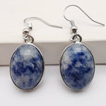 cambioprcaribe Sodalite Natural Stone Oval Earrings
