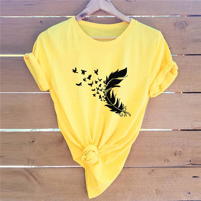 cambioprcaribe Soft Feather Short Sleeve O-Neck Tee