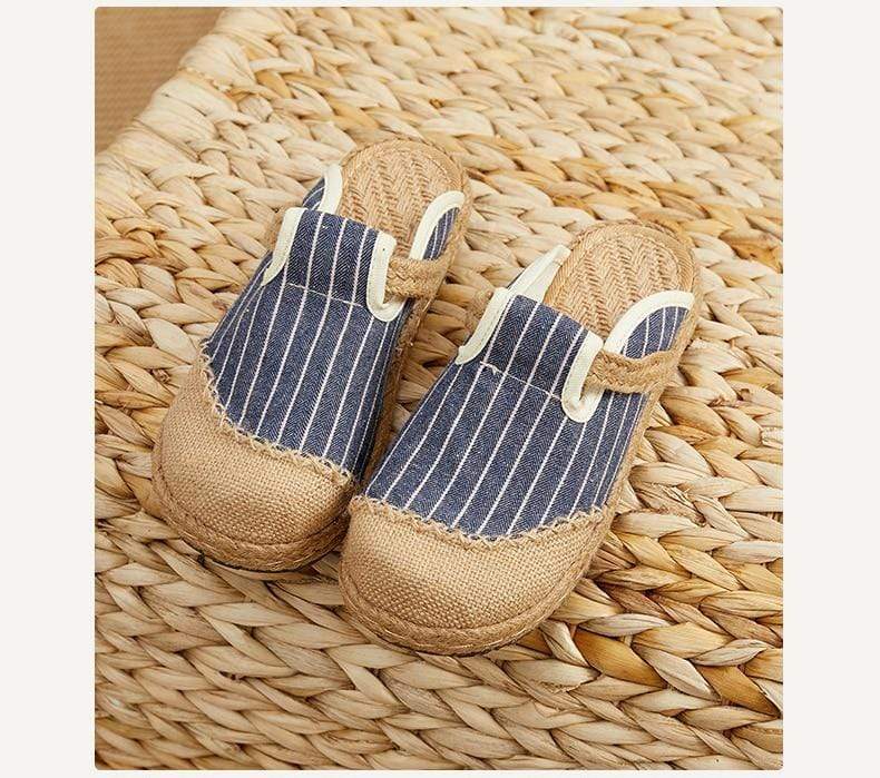 cambioprcaribe Striped Hemp & Cotton Loafers