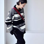 cambioprcaribe sweater Diana Black And White Stripes Pullover
