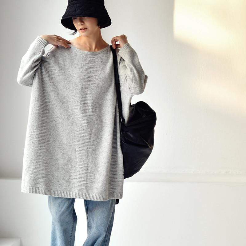 cambioprcaribe sweater Grey / M Riley e long wool knit flower pullover sweater