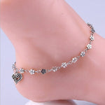 cambioprcaribe Tibetan Silver Heart-Shaped Anklet