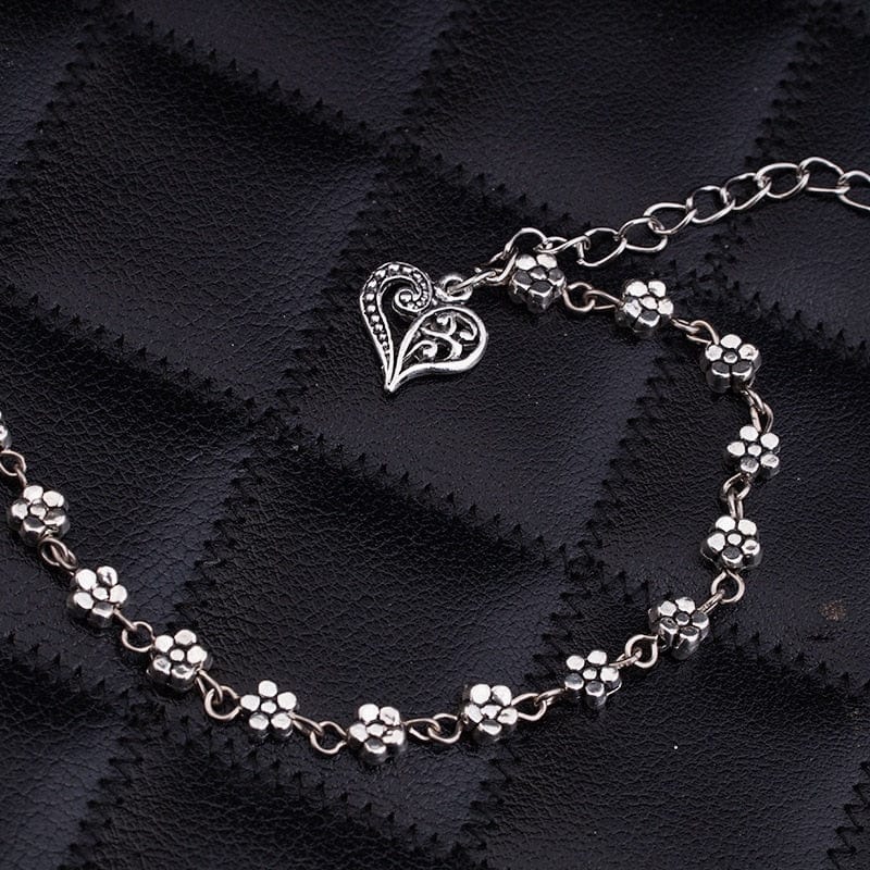 cambioprcaribe Tibetan Silver Heart-Shaped Anklet