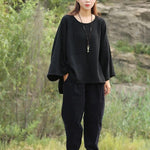 Long Batwing Sleeve Cotton Linen T-Shirt | Zen