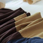 Loose Patchwork Cotton Linen T-Shirt | Lotus