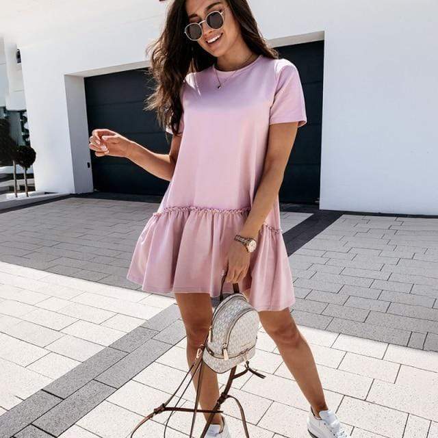 cambioprcaribe Tops Pink / XL Henna Ruffled Beach Dress