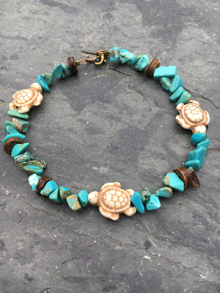 cambioprcaribe Turquoise Stone Turtle Charm Turquoise Stone Anklet