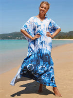cambioprcaribe White-Blue / One Size Seaside Tie Dye Beach Dress