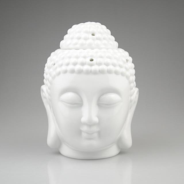 cambioprcaribe White Ceramic Buddha Head Aromatherapy Diffuser