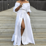 cambioprcaribe White / S Off Shoulder High Split Maxi Dress