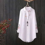 cambioprcaribe white / XL Bella Floral Embroidered White Shirt