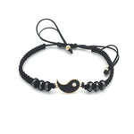cambioprcaribe Yin (Black With Golden Edge) Yin Yang Couple Bracelets