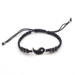 cambioprcaribe Yin (Black With Silver Edge) Yin Yang Couple Bracelets
